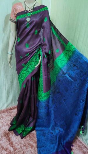 Tussar Dupion Raw Silk Printed Saree