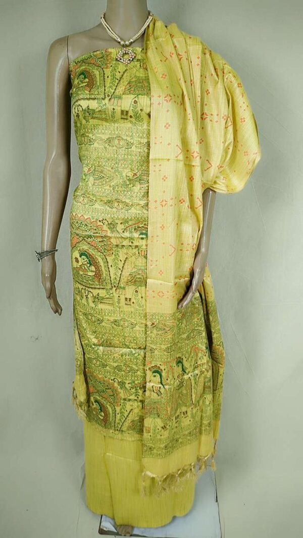 Latest Women's Khadi Silk Madhubani Print Dresses