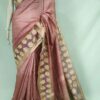Desi Tussar Silk Emboidery Cut Work Party wear Saree - Image 2