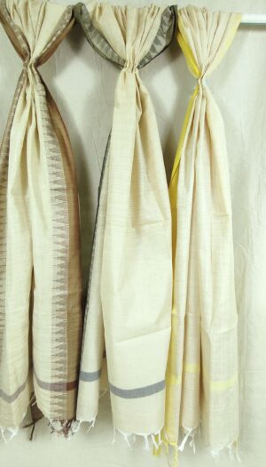 Khadi Cotton Temple Border Dupatta Pink