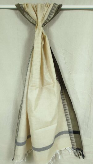 Khadi Cotton Temple Border Dupatta Pink
