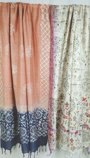 Bhagalpuri Handloom Khadi Silk Madhubani Print Dupatta