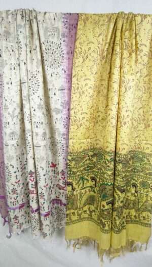 Bhagalpuri Handloom Khadi Silk Madhubani Print Dupatta