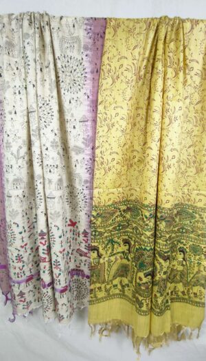Bhagalpuri Handloom Khadi Silk Madhubani Print Dupatta