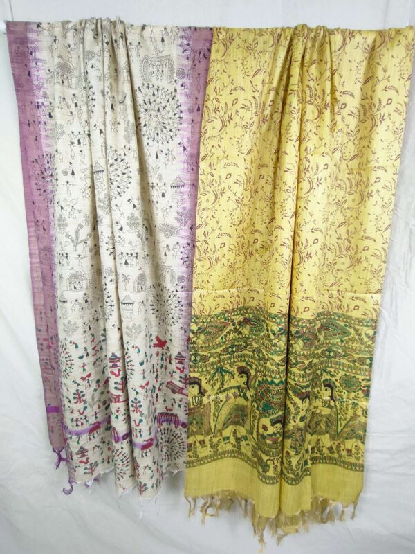 Bhagalpuri Handloom Khadi Silk Madhubani Print Dupatta