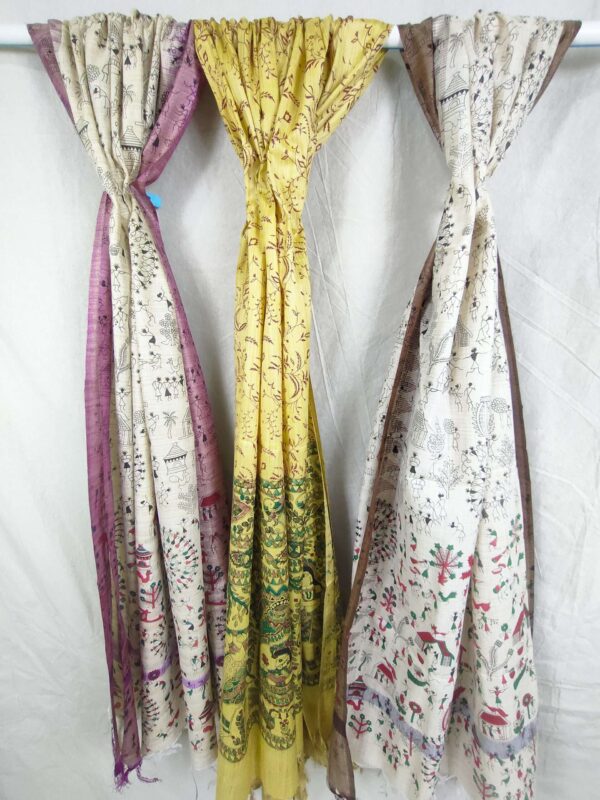 Bhagalpuri Handloom Khadi Silk Madhubani Print Dupatta