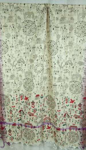 Bhagalpuri Handloom Khadi Silk Madhubani Print Dupatta