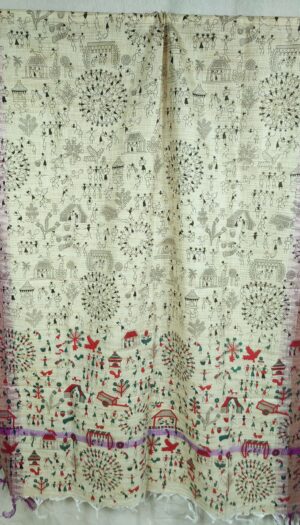 Bhagalpuri Handloom Khadi Silk Madhubani Print Dupatta