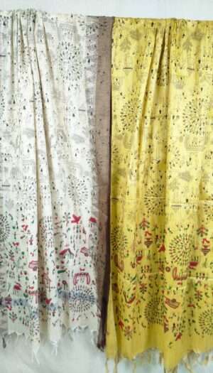 Bhagalpuri Handloom Khadi Silk Madhubani Print Dupatta