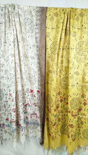 Bhagalpuri Handloom Khadi Silk Madhubani Print Dupatta