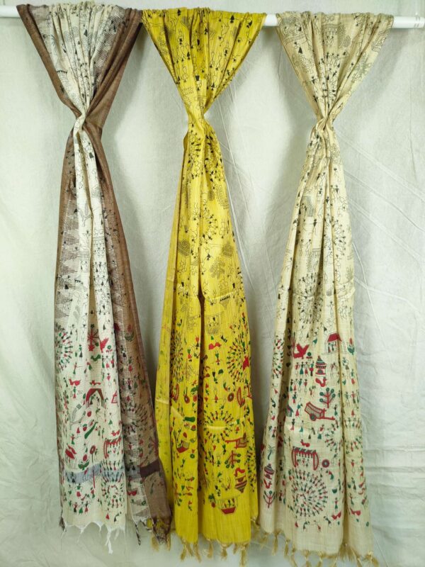 Bhagalpuri Handloom Khadi Silk Madhubani Print Dupatta