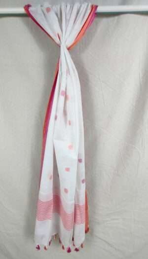 Pure Soft Cotton Weaving Designer  Dupatta White