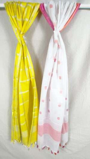 Pure Soft Cotton Weaving Designer  Dupatta White