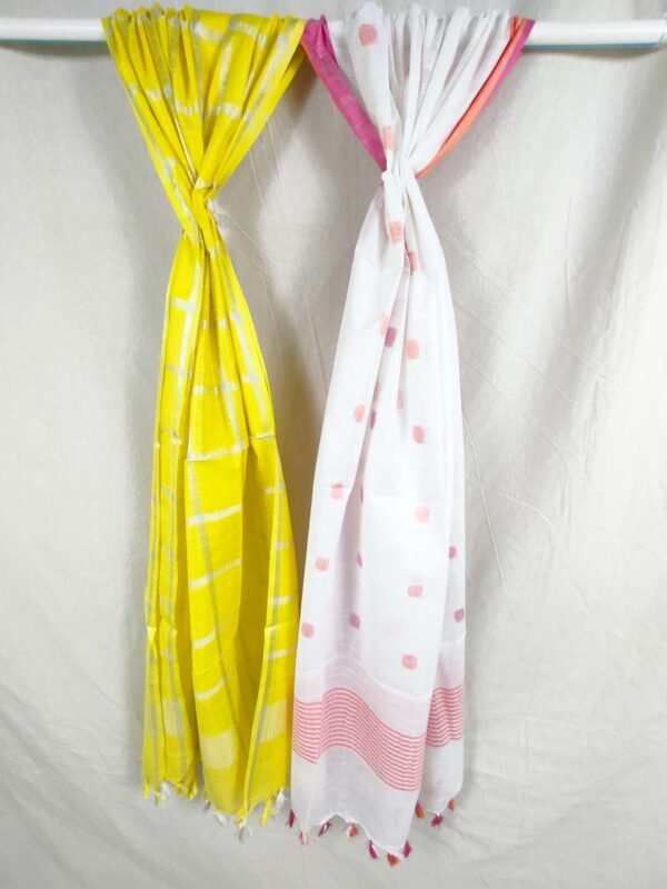 Pure Soft Cotton Weaving Designer  Dupatta White