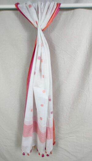 Pure Soft Cotton Weaving Designer  Dupatta White