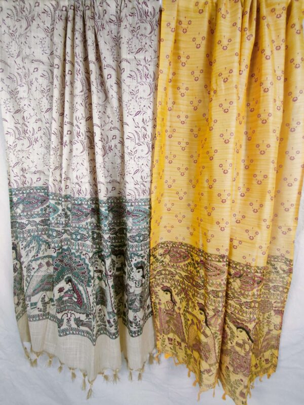 Bhagalpuri Handloom Khadi Silk Madhubani Print Dupatta