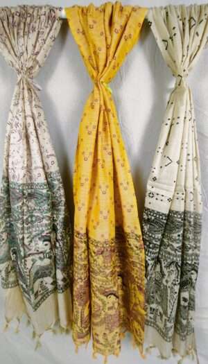 Bhagalpuri Handloom Khadi Silk Madhubani Print Dupatta