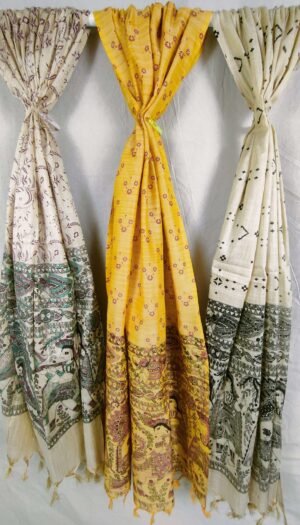 Bhagalpuri Handloom Khadi Silk Madhubani Print Dupatta