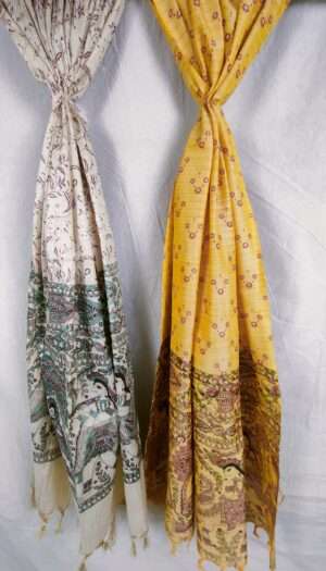 Bhagalpuri Handloom Khadi Silk Madhubani Print Dupatta