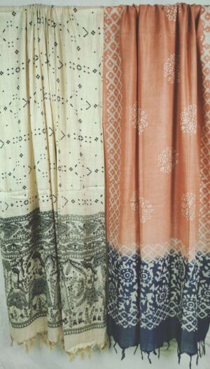 Bhagalpuri Handloom Khadi Silk Madhubani Print Dupatta