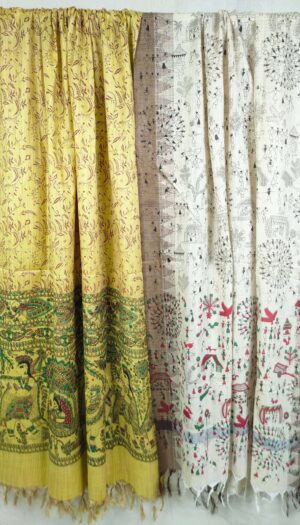 Bhagalpuri Handloom Khadi Silk Madhubani Print Dupatta