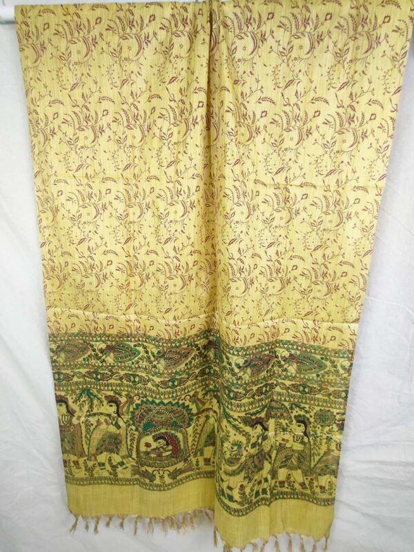 Bhagalpuri Handloom Khadi Silk Madhubani Print Dupatta