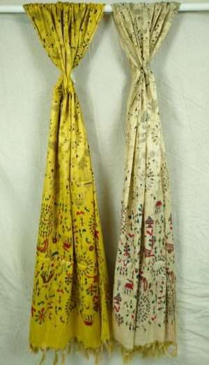 Bhagalpuri Handloom Khadi Silk Madhubani Print Dupatta