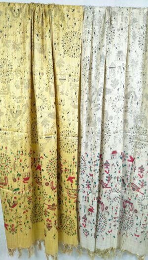 Bhagalpuri Handloom Khadi Silk Madhubani Print Dupatta