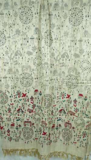 Bhagalpuri Handloom Khadi Silk Madhubani Print Dupatta