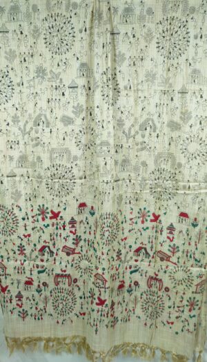 Bhagalpuri Handloom Khadi Silk Madhubani Print Dupatta