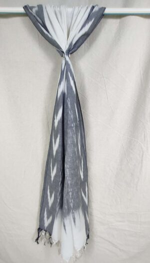 Pure Ickat Cotton Weving Dupatta- Grey