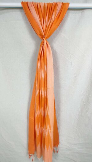 Pure Ickat Cotton Weving Dupatta- Orange