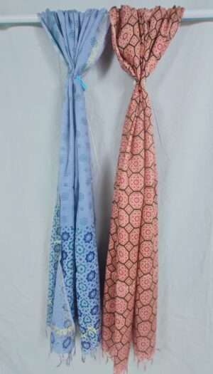 Pure Soft Cotton Ptinted Dupatta- Blue