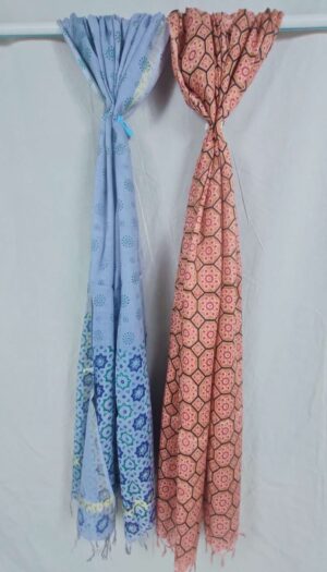 Pure Soft Cotton Ptinted Dupatta- Blue