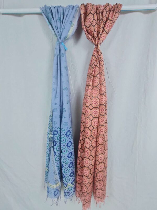 Pure Soft Cotton Ptinted Dupatta- Blue
