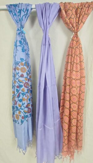 Pure Soft Cotton Ptinted Dupatta- Blue