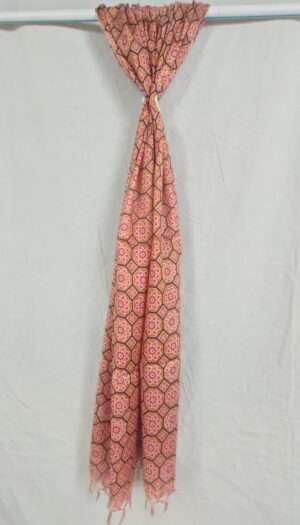 Pure Soft Cotton Ptinted Dupatta- Orange