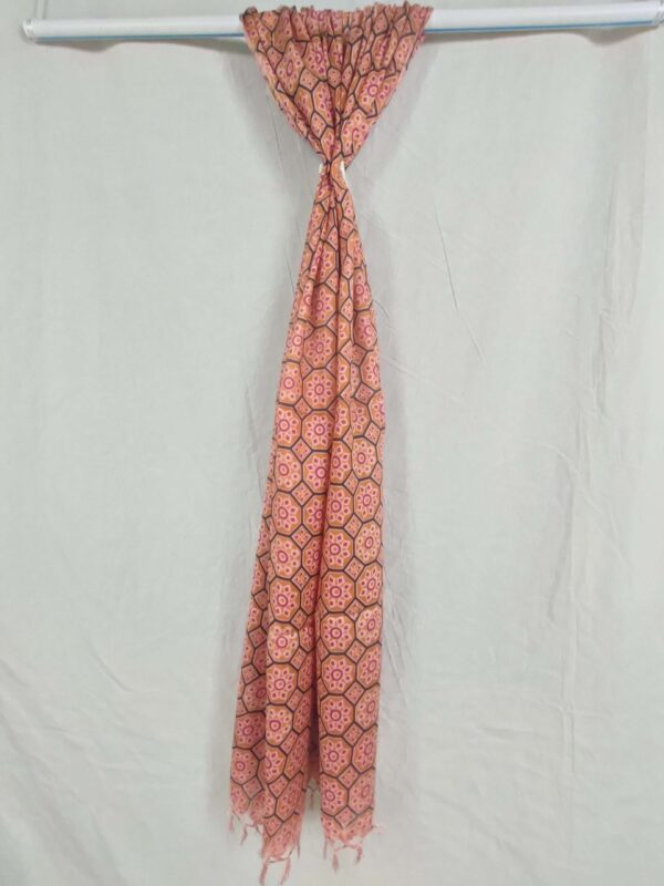 Pure Soft Cotton Ptinted Dupatta- Orange