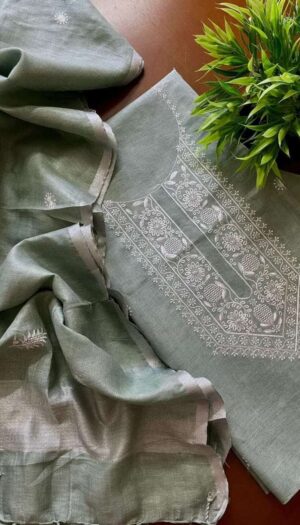 Pure cotton embroidery unstitched Dress material