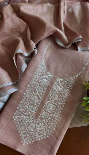 Pure cotton embroidery unstitched Dress material-CSM635