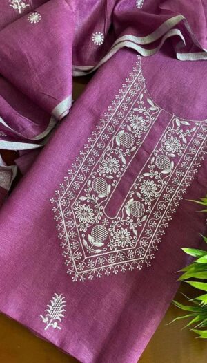 Pure cotton embroidery unstitched Dress material-CSM636