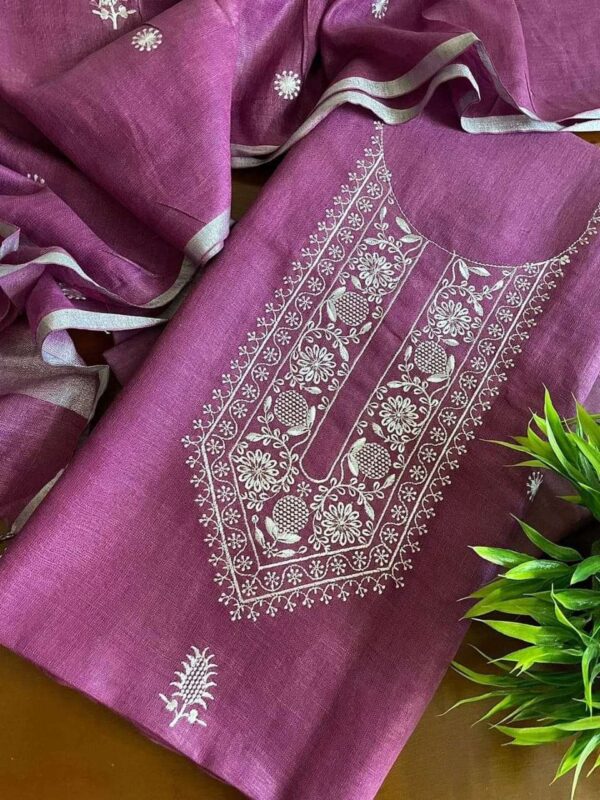 Pure cotton embroidery unstitched Dress material-CSM636
