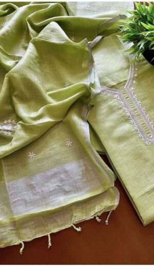 Pure cotton embroidery unstitched Dress material-CSM640