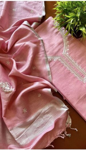 Pure cotton embroidery unstitched Dress material-644