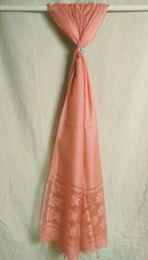 Handloom Silk Flower Weaving Dupatta- Pich