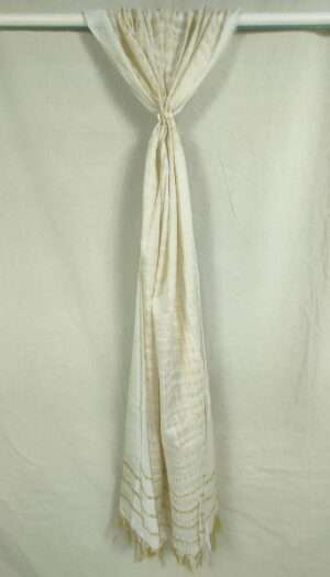 Handloom Silk Mini Rockit Weaving Design Dupatta- Creem