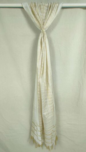Handloom Silk Mini Rockit Weaving Design Dupatta- Creem