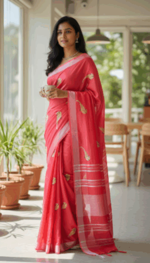 Latest Women's Pure Cotton Emboidery Work Saree