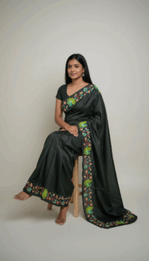 Tassar Khadi Silk Hand Cut Work Emboidery Saree
