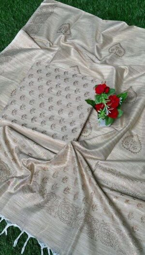 Latest Khadi Silk  Golden Print Dresses